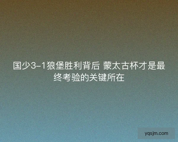 国少3-1狼堡胜利背后 蒙太古杯才是最终考验的关键所在
