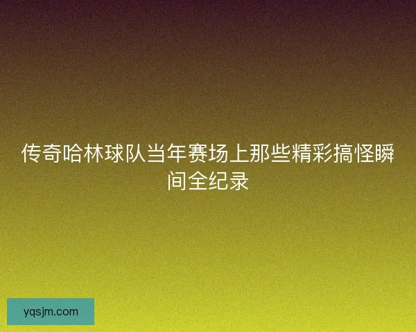 传奇哈林球队当年赛场上那些精彩搞怪瞬间全纪录